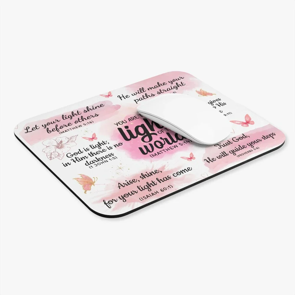 You Are the Light of the World Mousepad | Christian Scripture Quotes, Pink Flor